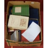 A box of books, to include 19th century leather bindings and other antiquarian and hardback volumes