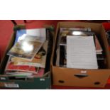 Two boxes containing a collection of various auction catalogues, mainly being Sotheby's and