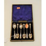 Cased set of six silver teaspoons