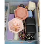 A box of miscellaneous modern costume jewellery, to include various bangles, gent's cufflinks etc
