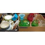 Two boxes of miscellaneous china and glassware to include Coalport part dinner service, Royal