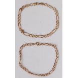 Two 9ct gold flat curblink bracelets, 8.6g