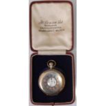 A JW Benson gent's silver cased half hunter pocket watch, having a signed white enamel dial with