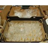 Two boxes containing a collection of cut and pressed glassware, to include mainly drinking glasses