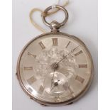 A late 19th century continental silver cased gent's open faced pocket watch, the unsigned and