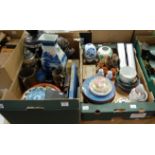 Two boxes containing a collection of ceramics, to include a Beswick model of a bird No.2308, a