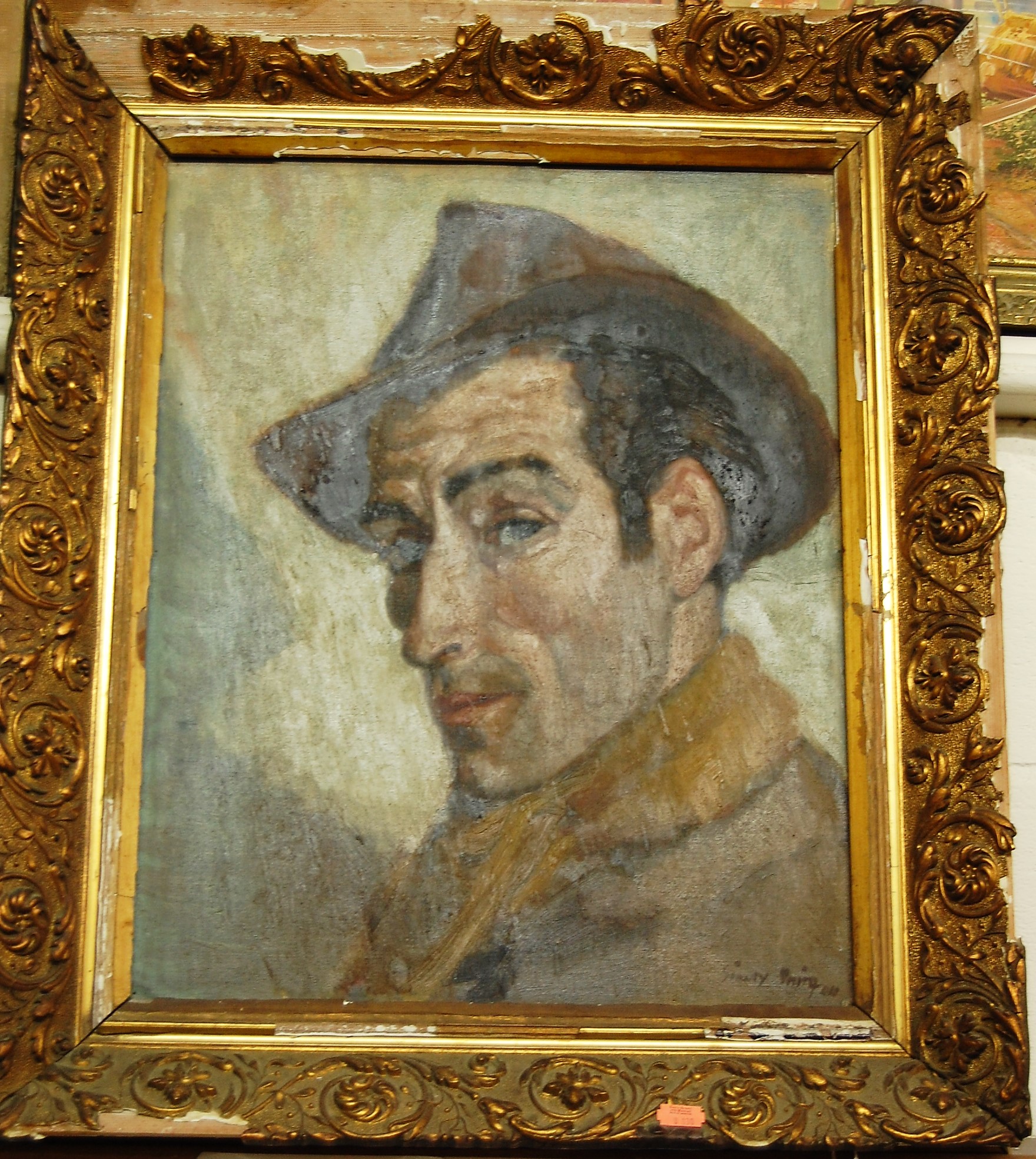 Sidney Smith - head and shoulders portrait of a man, oil on artists board, signed and dated '44