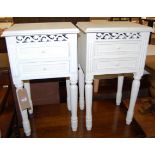 A pair of contemporary French style cream painted two drawer bedside tables, width 40cm