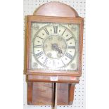 A rustic provincial elm wall clock, the brass dial signed John Patching, Arundel , with pendulum