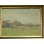 Norden - Farm buildings within an extensive landscape, oil on canvas, signed lower right, 30 x 40cm