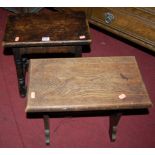 A joined oak and burr oak joint stool, together with a further oak joint stool (2)