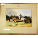 John Tookey - Boxford, Suffolk, ink and watercolour wash, signed and dated lower right '88, 24x34cm