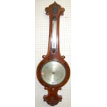 A mid-Victorian figured walnut two-dial wheel barometer, the silvered dial signed John Walker, 86