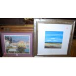 Assorted contemporary original artworks to include cottage scene and rural landscape (5)
