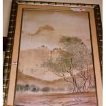 Japanese school - landscape scene, lithograph, 90x55cm