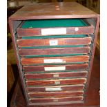 A table top ten drawer collector's chest, width 31cm