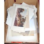 A box of sundry prints, monochrome photographs as laid on paper, to include topographical views