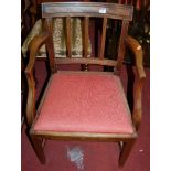 A set of eight 19th century mahogany bar back dining chairs, each having red floral upholstered