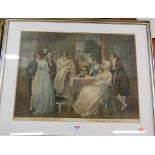 After WR Bigg - Christening the Heir, colour engraving by W Ward, 47x59cm
