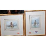 E. Martino - Boating, set of three watercolours, each approx 8.5 x 12cm