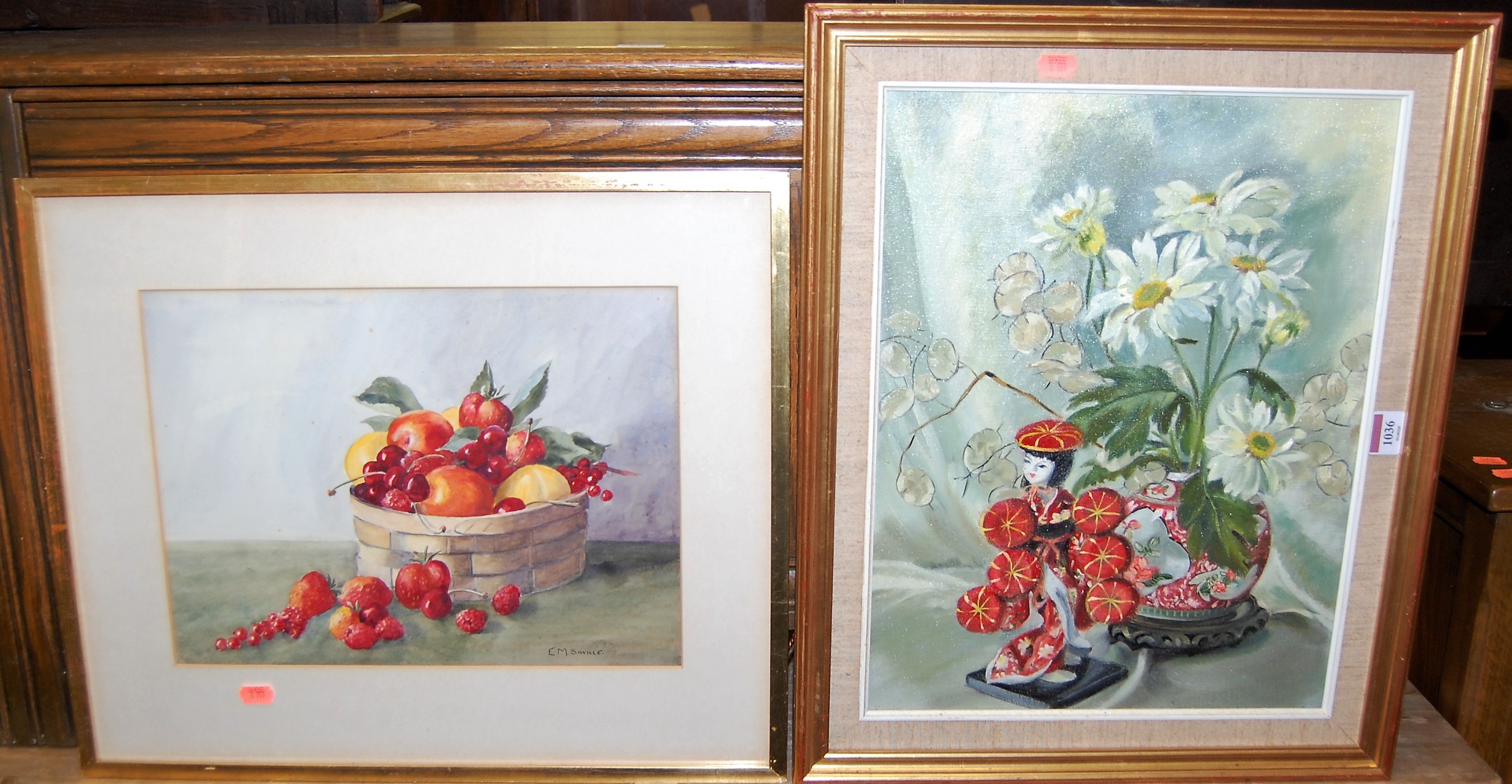 Arthur Heyden - still life, oil on board, 44x33cm; EM Saville - still life, watercolour; Arthur Park