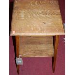 A 1930s oak square two-tier occasional table, width 41cm