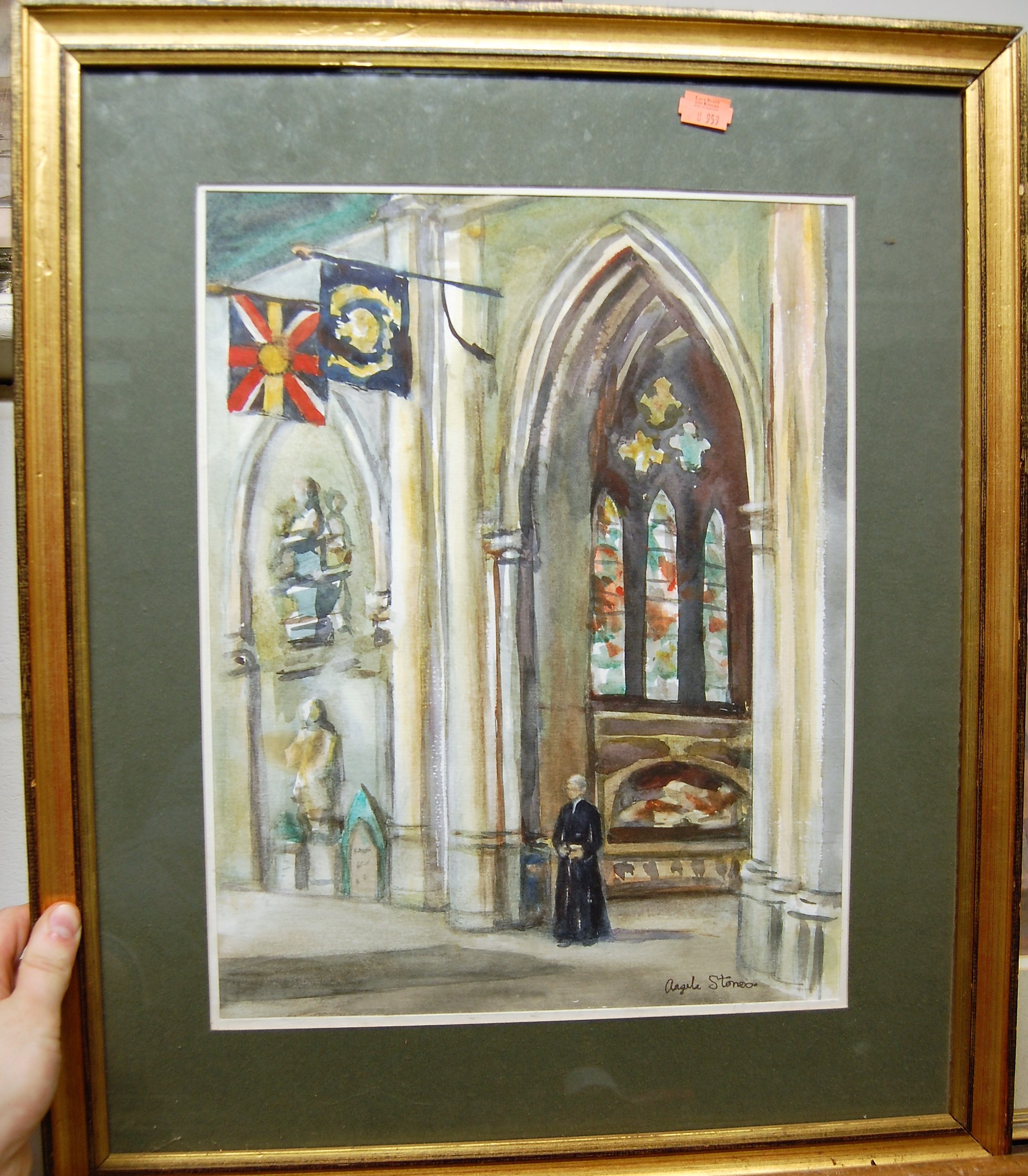 Angela Stones - Southwark Cathedral, watercolour, signed lower right, 38x29cm; and one other by