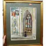 Angela Stones - Southwark Cathedral, watercolour, signed lower right, 38x29cm; and one other by