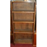 An early 20th century oak freestanding open bookshelf, width 61cm