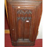 A Gothic oak panel, probably as removed from a pew end, or similar, 85x42cm