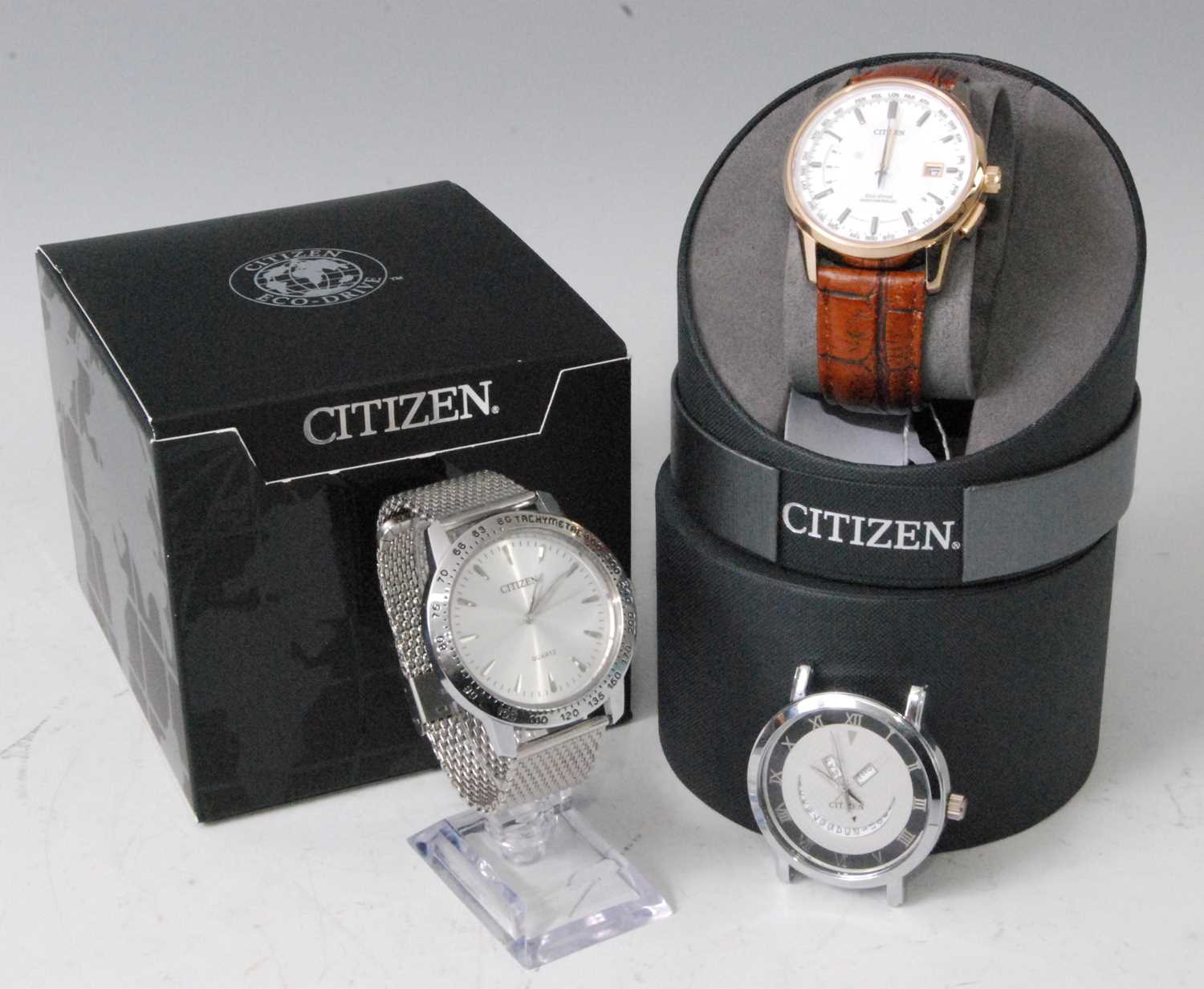 A gent's Citizen Eco-drive bi-metal radio controlled watch, having signed white dial, baton markers, - Image 3 of 3