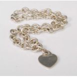 A Tiffany & Co sterling silver chain link identity necklace, with spade pendant, 68.3g, length 39cm,