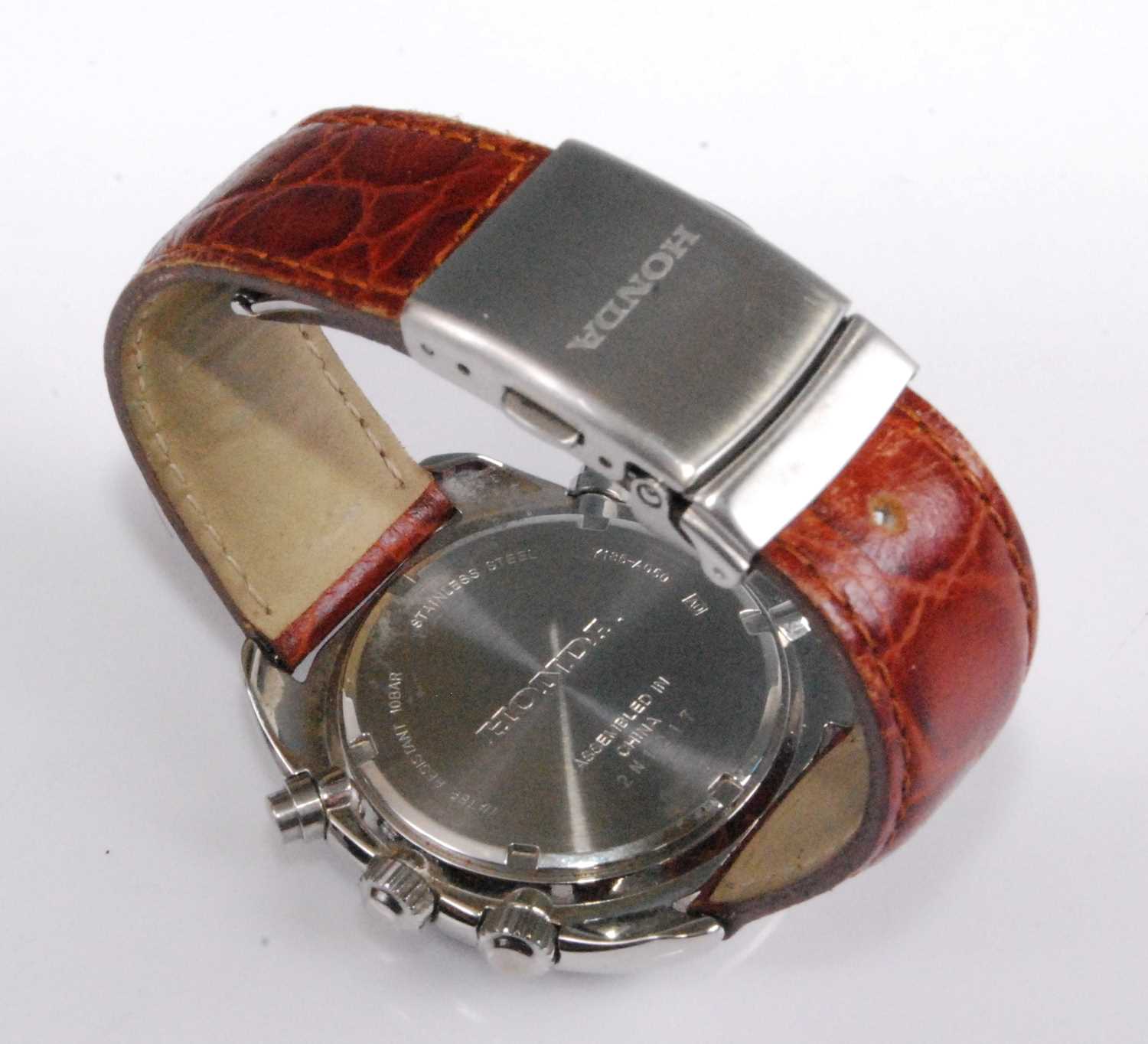 A gents Honda steel cased chronograph quartz wristwatch, with alarm, having a signed silvered dial - Image 3 of 3