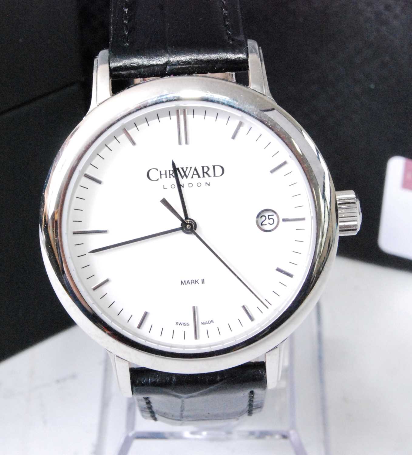 A Christopher Ward gent's steel cased quartz wristwatch, having a signed mark II white enamel dial