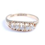 A late Victorian 18ct yellow gold diamond five stone half hoop eternity ring, the graduated Old