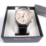 A gents Bulova steel cased ultra high frequency 262khz quartz chronograph military wristwatch,