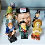 A collection of Royal Doulton, Wade and other ceramic figures, to include Royal Doulton Tiny Tim,