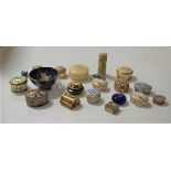 A collection of assorted pill, patch and snuff boxes, to include Halcyon Days etcCondition report: