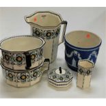 An Art Deco Cauldon China part toilet set, to include wash jug, chamberpot, and soap dish;