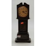 A miniature moulded oak longcase clock, having brass cylinder movement, h.38cm