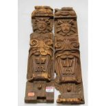 A pair of 19th century carved oak figural panels, length 50cm (as removed from a piece of