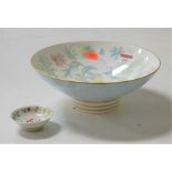 A Minton porcelain footed bowl, in the Vanessa pattern; together with a modern small Chinese dish (
