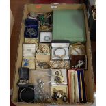 A large collection of miscellaneous items, to include costume jewellery, rings, faux pearl