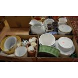 Three boxes of miscellaneous china, to include Coalport coffee cans, Johnson Brothers part dinner