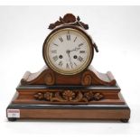 A J.W. Benson of Ludgate Hill London Victorian walnut cased mantel clock, having silvered white