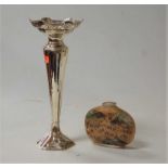 A George V silver spill vase, Birmingham 1918 (loaded); together with a Chinese scent bottle (