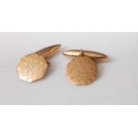 A pair of modern gent's 9ct gold cufflinks, 3.7g, in original Goldsmiths case