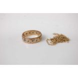 A vintage 9ct gold diamond highlight set eternity ring, 3.9g, size P; together with a 9ct gold