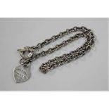 A Tiffany & Co STYLE white metal identity neck chain with Albert, in velvet pouch