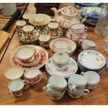 A Victorian Sunderland lustre part tea service; together with a Crown Derby part tea service in